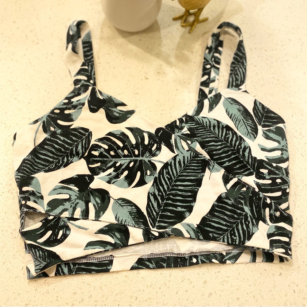 Charlotte Russe bralette pull on with green and black palm leaves size medium